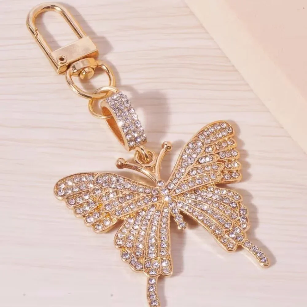 Bag Charm, buttterfly, rhinestones in gold tone. NWT! - Picture 5 of 5